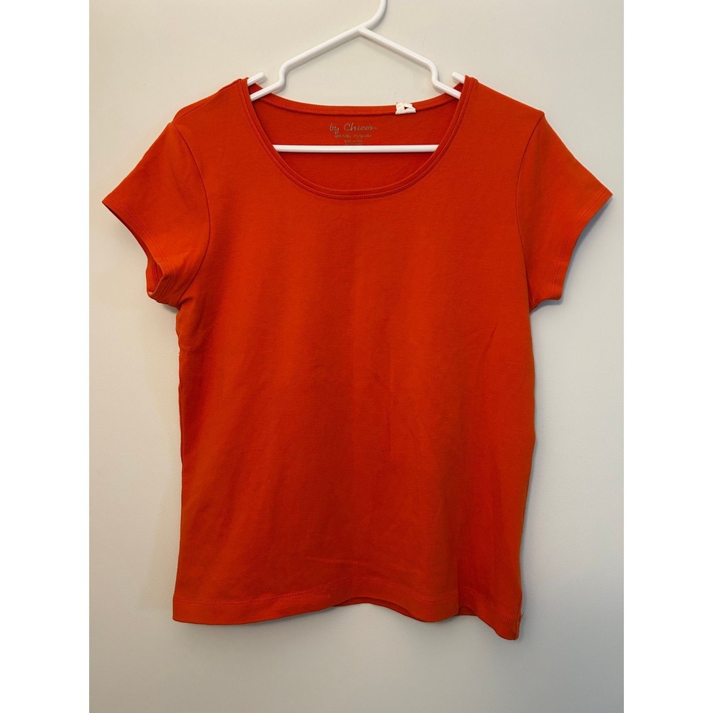Chico's orange solid top blouse Women's 1 (M)